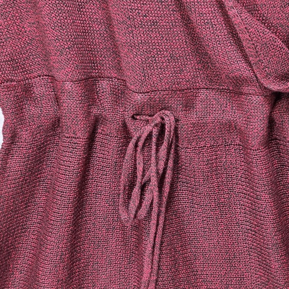 Cupshe Choir Shirt Mini Sweater Dress Sz S Bell Sleeves Faux Wrap Burgundy NWT - Picture 5 of 16